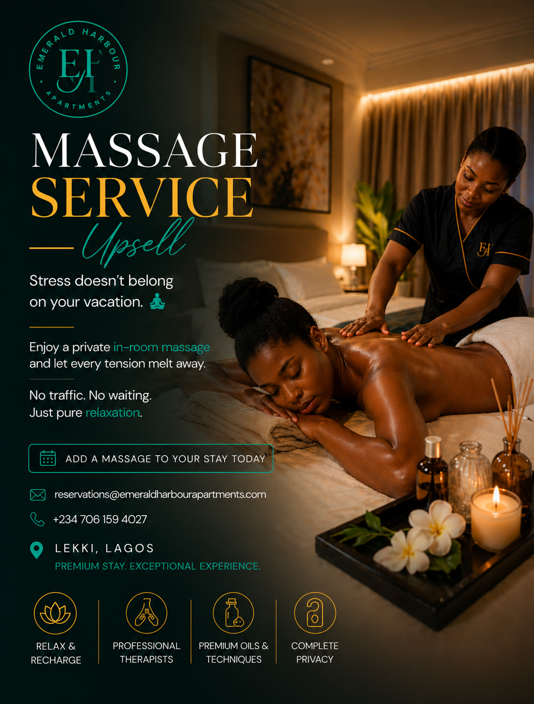 Luxury massage service at Emerald Harbour